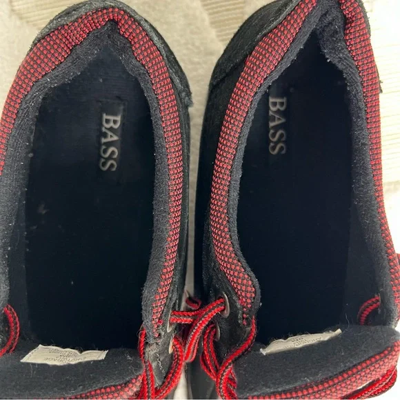 BASS Anchorage Low Top Suede & Rubber Duck Boot Shoes Women 9M Lace Up Black Red - Picture 12 of 16